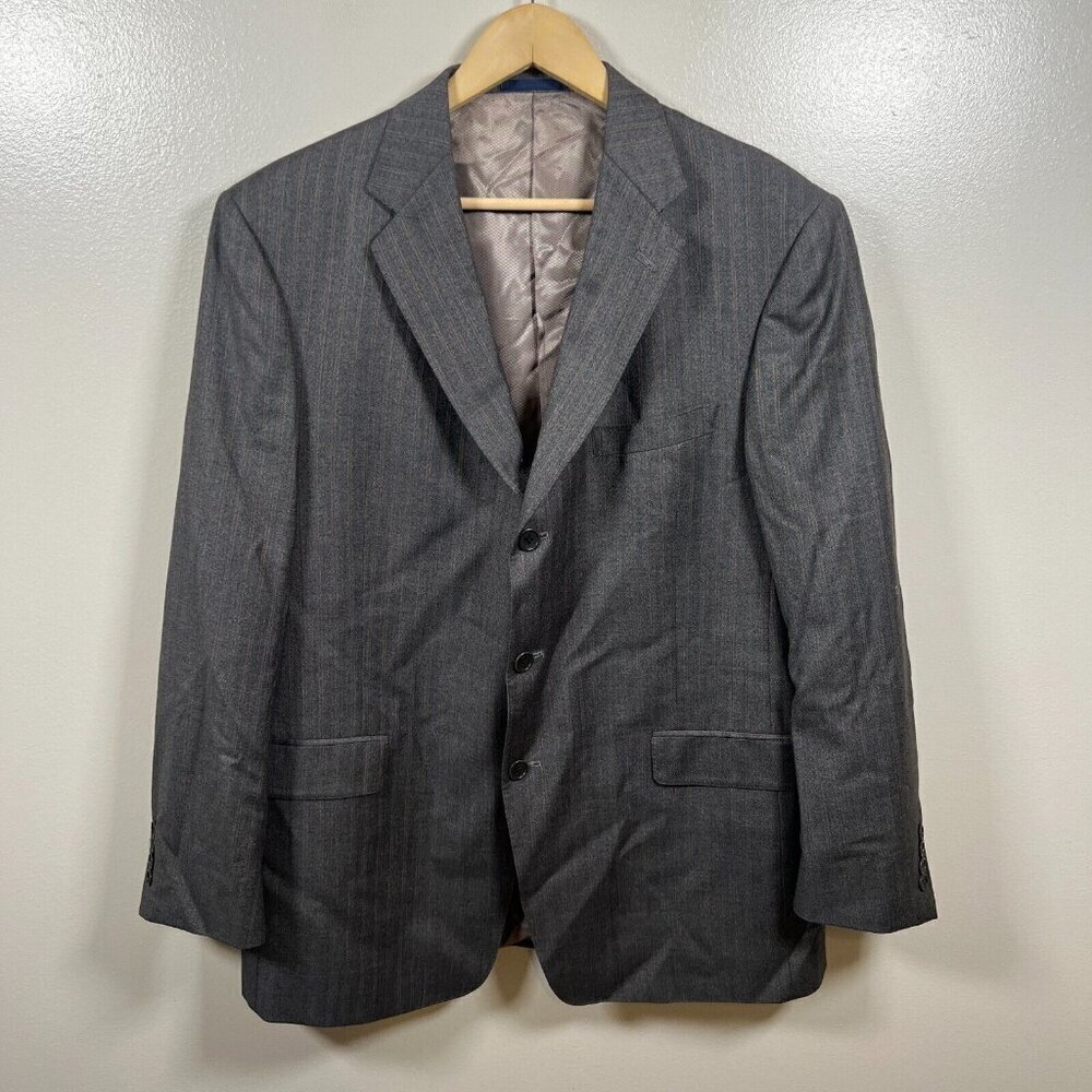 Loro Piana Cremieux Blazer Jacket Mens Size 44 R Striped Gray Sport Coat Wool